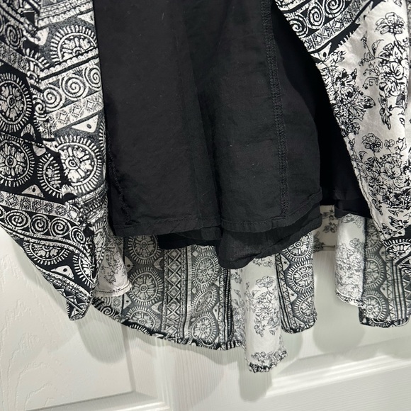 Entro Black White Print Sleeveless Dress Pink Trim Boho Summer - Picture 4 of 4